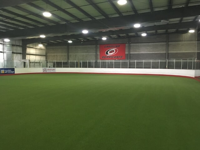 an indoor soccer field