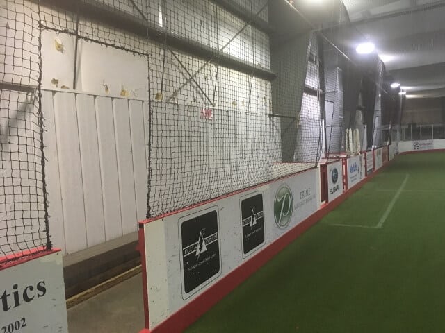 an indoor soccer wall