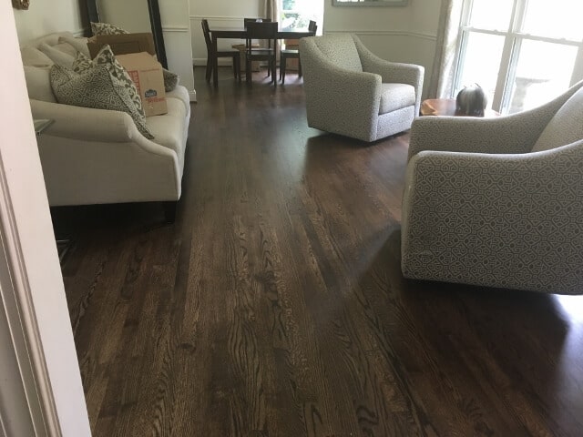 a living room with chairs